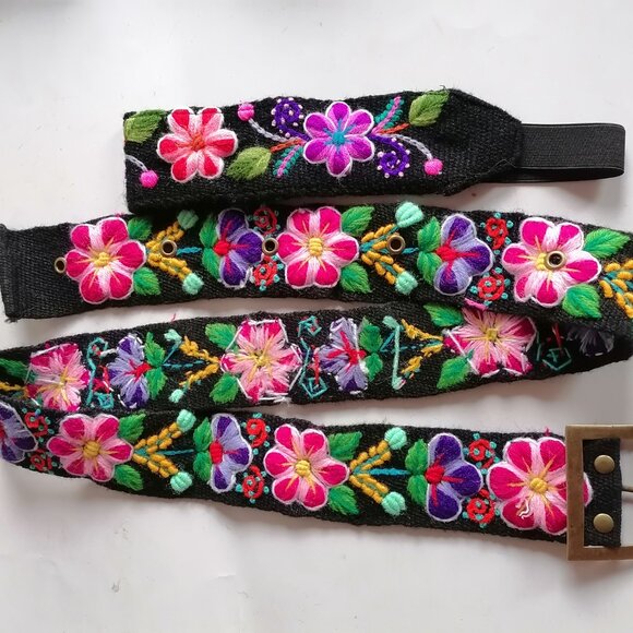 Floral Headband Belt Hand Embroidered Handmade Accessories for Women main image 3